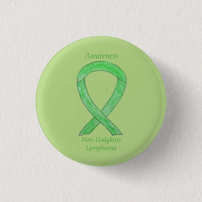 Non-Hodgkins Lymphoma Lime Green Ribbon Buttone Button (Vorderseite)