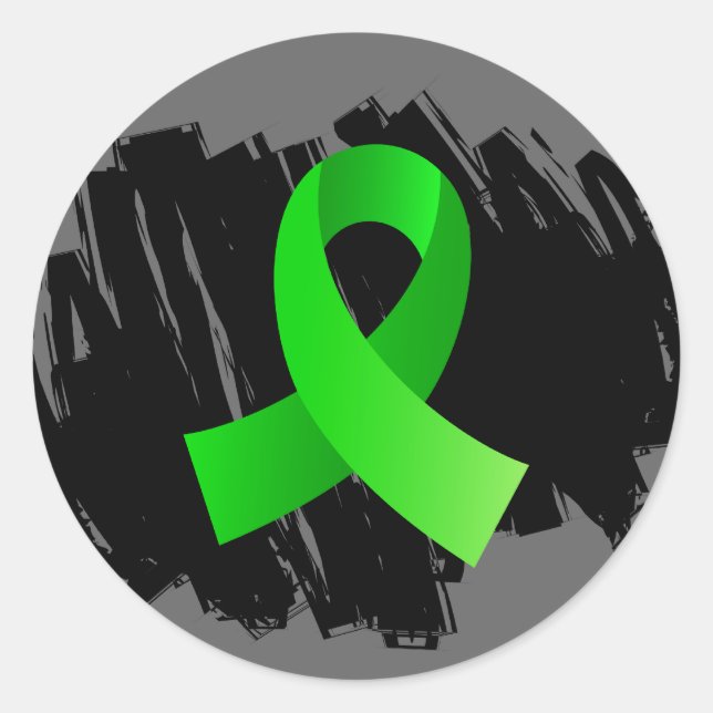 Non-Hodgkin's Lymphoma Lime Green Ribbon mit Scri Runder Aufkleber (Vorderseite)