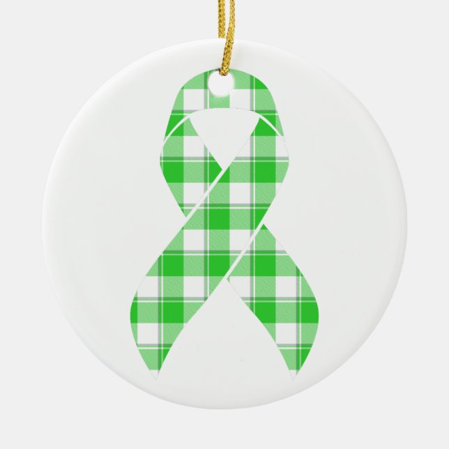 Non-Hodgkin's Lymphoma Plaid Green Ribbon Keramik Ornament (Vorne)