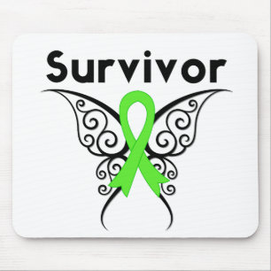 Non-Hodgkins Lymphoma Survivor Tribal Butterfly Mousepad