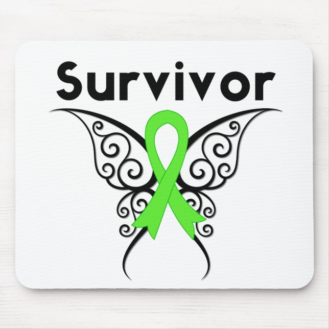 Non-Hodgkins Lymphoma Survivor Tribal Butterfly Mousepad (Vorne)