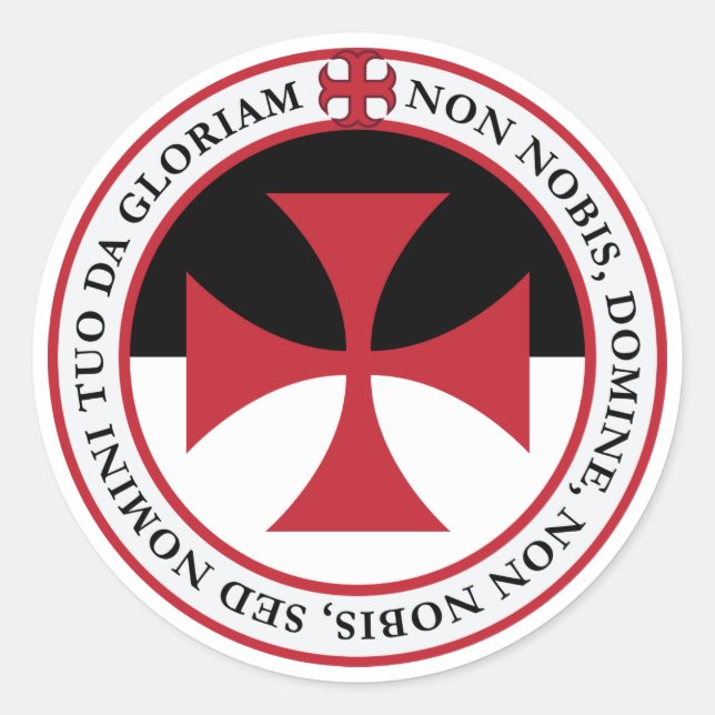 Non Nobis Domine Templar Cross Siegel Runder Aufkleber (Vorderseite)