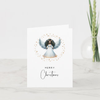 Non Photo Folded Christmas Card Black Angel Feiertagskarte