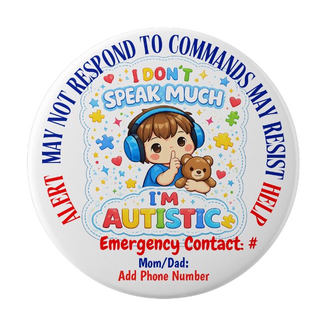 Non-verbal-Autismus-Warnanhänger  Button (Non Verbal Autism alert pin badge)
