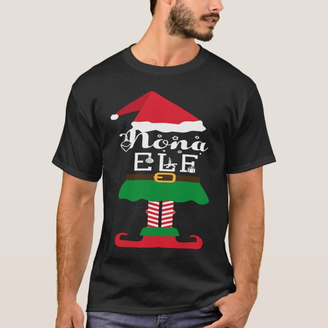 Nona Elf Christmas Family Elves Matching Costume T-Shirt (Vorderseite)