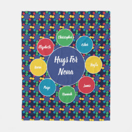 Nona Grandma Grandkids Family Hugs Monogram Fleecedecke