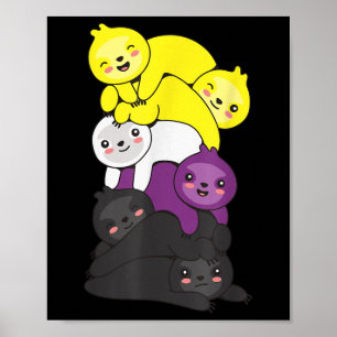 Nonbinär-Flagge Non-binärer Stolz Lgbtq-Faultier _ Poster