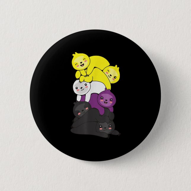 Nonbinär-Flagge Non Binary Pride LGBTQ Faultier _1 Button (Vorderseite)