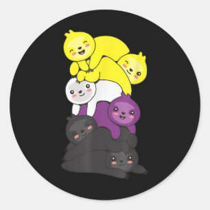 Nonbinär-Flagge Non Binary Pride LGBTQ Faultier _1 Runder Aufkleber