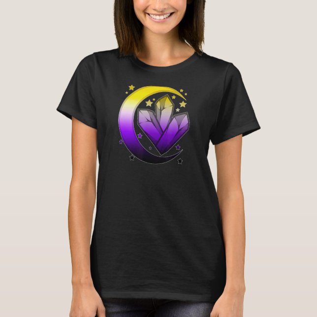 Nonbinär-spirituelle Enby-Pride Moon Boho T-Shirt (Vorderseite)