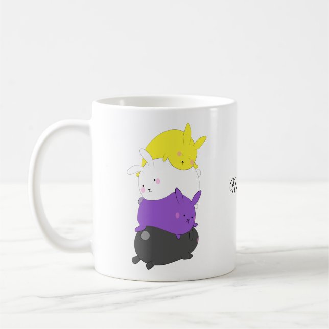 Nonbinäre Bunny Rabbit Kaffeetasse (Links)