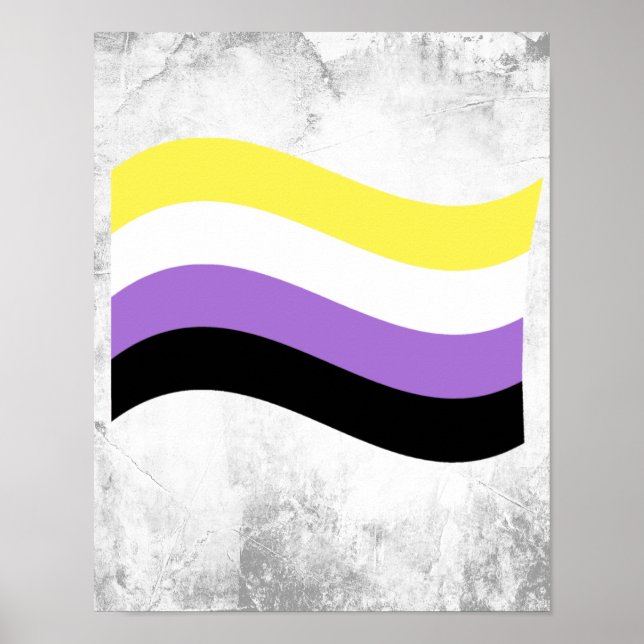 NonBinäre Flagge Schwenkend Poster (Vorne)