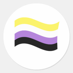 NonBinäre Flagge Schwenkend Runder Aufkleber