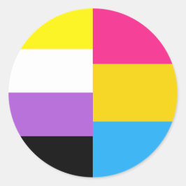 Nonbinäre pansexuelle Dual-Pride-Flagge Runder Aufkleber