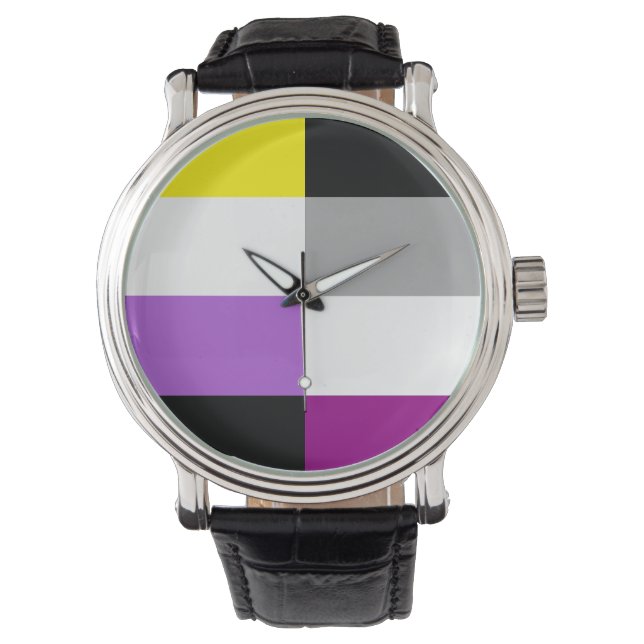 Nonbinary Asexual Dual Pride Flag Armbanduhr (Vorderseite)
