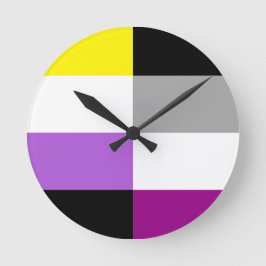 Nonbinary Asexual Dual Pride Flag Runde Wanduhr