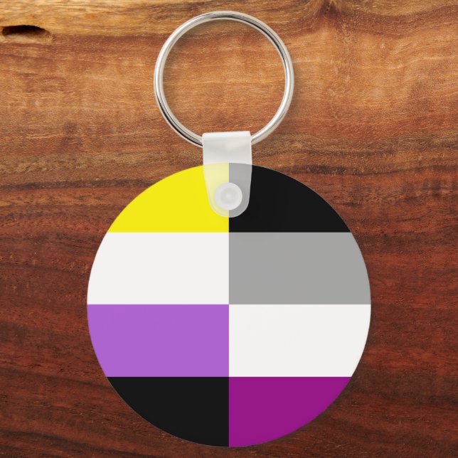 Nonbinary Asexual Dual Pride Flag Schlüsselanhänger (Vorderseite)