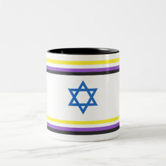 Nonbinary Israel Pride Flag Zweifarbige Tasse