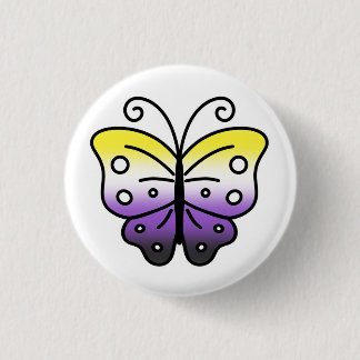 Nonbinary Pride Butterfly Pin Badge Button