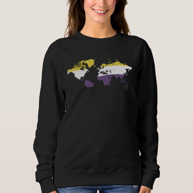 Nonbinary Pride Flag Global Love Sweatshirt (Vorderseite)