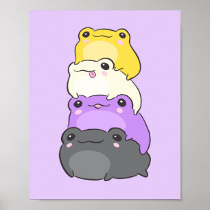 Nonbinary Pride Frog - Niedlicher Kawaii-Ästhetisc Poster