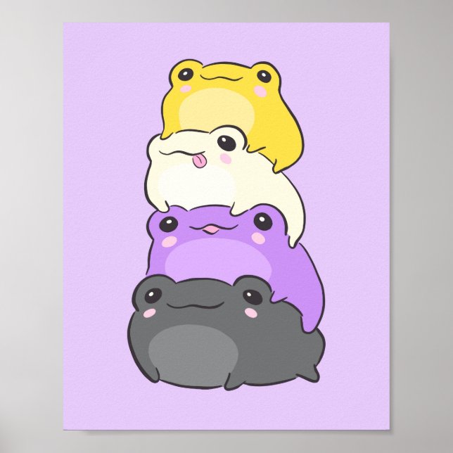Nonbinary Pride Frog - Niedlicher Kawaii-Ästhetisc Poster (Vorne)