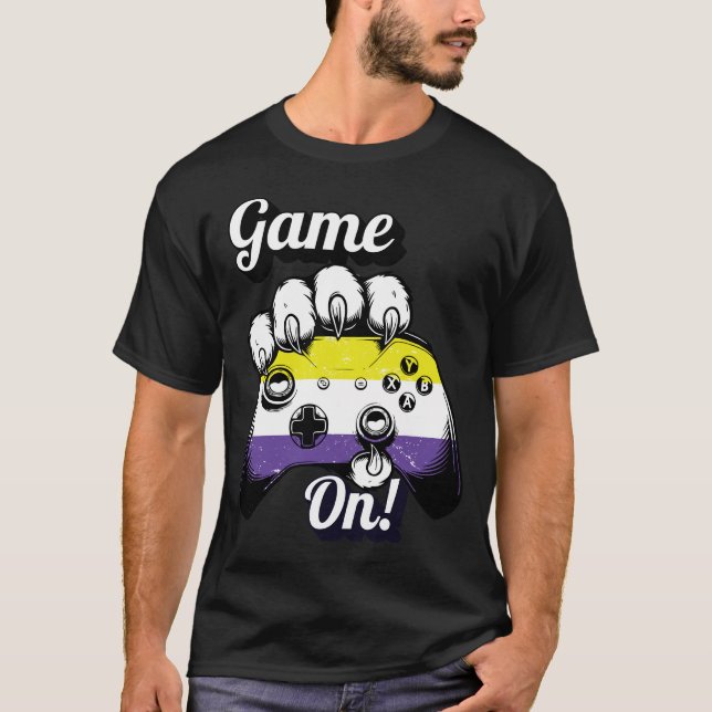 Nonbinary Pride Game On Tiger Paw Controller Shirt (Vorderseite)