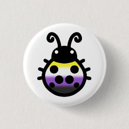 Nonbinary Pride Ladybug Pin Badge Button