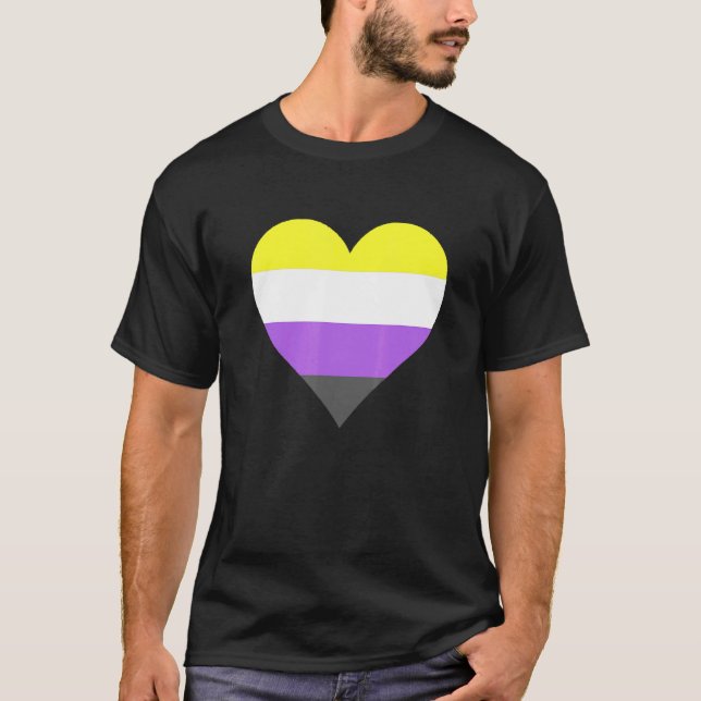 Nonbinary Pride LGBT Nonbinary Heart Nonbinary Fla T-Shirt (Vorderseite)