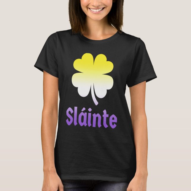 Nonbinary St Patrick's Day Kleeblatt LGBTQ Enby NB T-Shirt (Vorderseite)