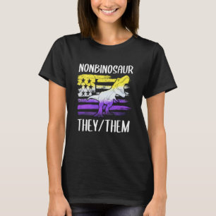 Nonbinosaurier Sie sie nicht binären Pronouns Dino T-Shirt