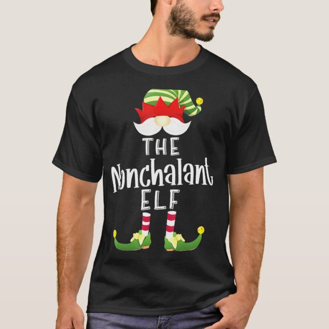 Nonchalant Elf Group Christmas Pajama Party T-Shirt (Vorderseite)