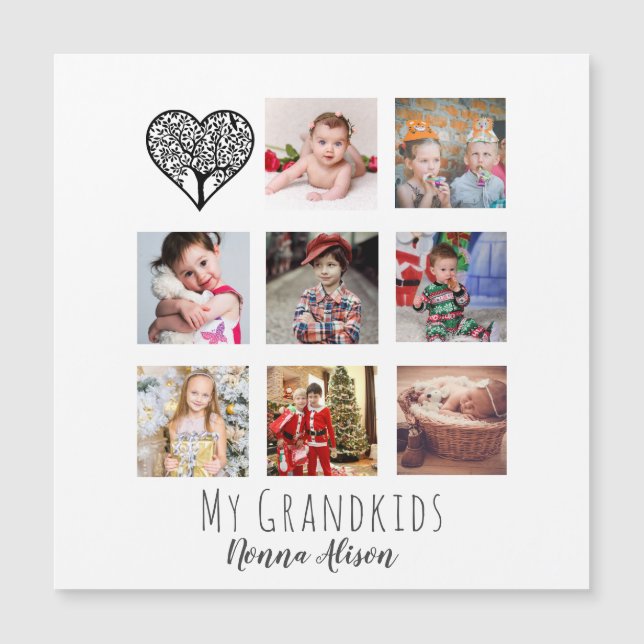 NONNA 8 x Foto Collage Großkinder Familienbaum Magnetkarte