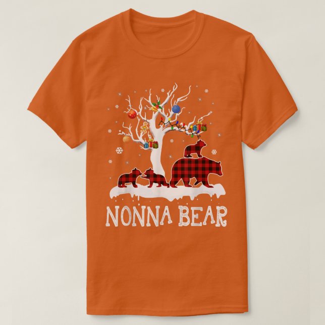 Nonna Bear Christmas Pajama Red Kariert Buffalo Fa T-Shirt (Design vorne)