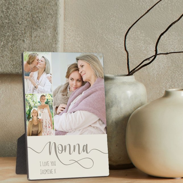 Nonna Calligraphy I Liebe You 3 Foto Creme Brown Fotoplatte (Von Creator hochgeladen)