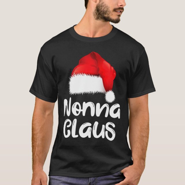 Nonna Claus Christmas Family Matching Santa Hat Pa T-Shirt (Vorderseite)