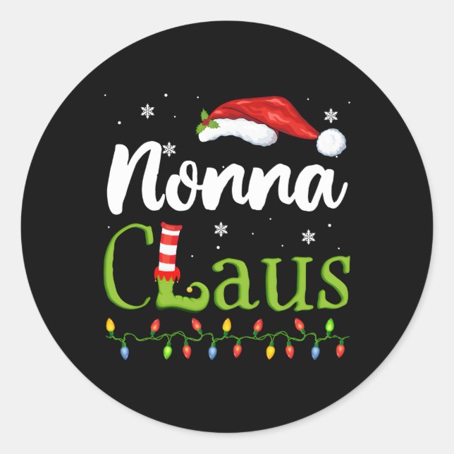 Nonna Claus Santa Grandma Pajamas Runder Aufkleber (Vorderseite)