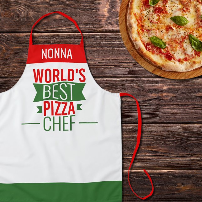 Nonna - Der beste Pizza-Koch der Welt - Rot-Grün Schürze (Von Creator hochgeladen)