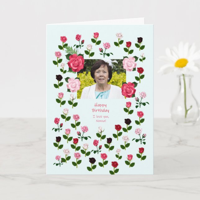 Nonna, Geburtstag, Rose Karte (Kleine Pflanze)