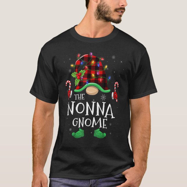 Nonna Gnome Buffalo Plaid Matching Family Christma T-Shirt (Vorderseite)