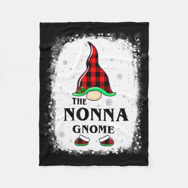 Nonna Gnome Buffalo Plaid Matching Family Xmas Paj Fleecedecke (Vorderseite)
