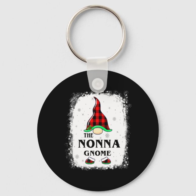 Nonna Gnome Buffalo Plaid Matching Family Xmas Paj Schlüsselanhänger (Vorderseite)