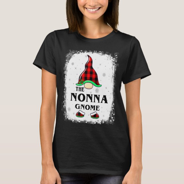 Nonna Gnome Buffalo Plaid Matching Family Xmas Paj T-Shirt (Vorderseite)