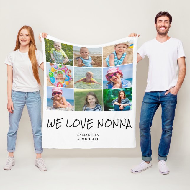 Nonna Großmutter Foto Collage Fleece Blanket (Beispiel)