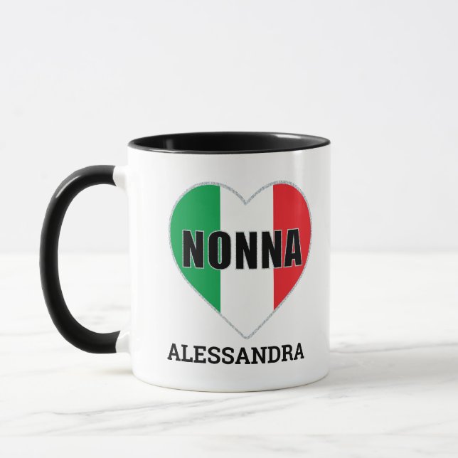 NONNA Italienische Flagge Herzlich personalisiert Tasse (Links)