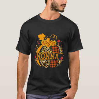 Nonna Leopard Floral Pumpkin Herbst Thanksgiv T-Shirt