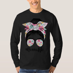 Nonna Life Messy Hair Bun Floral Frauen Mutter's D T-Shirt
