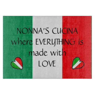 Nonnas Cucina italienische Flaggen-Herzen Schneidebrett