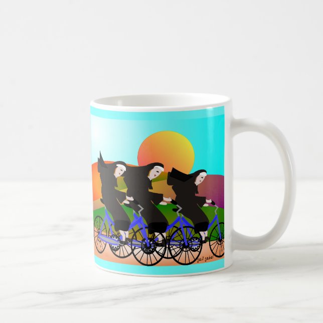 Nonnen auf Fahrrad-Kunst-Geschenken Tasse (Rechts)