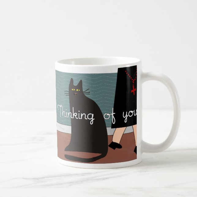 Nonnen "Denken Sie an Sie" Karten & Geschenke-Katz Tasse (Rechts)